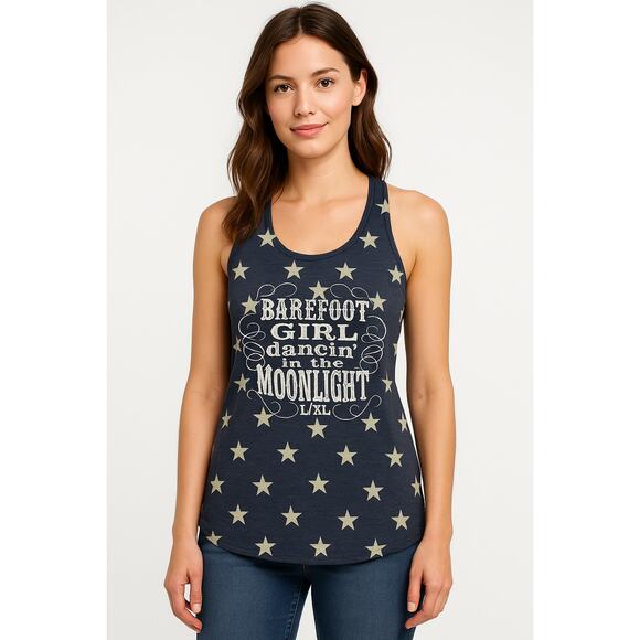 Barefoot Girl Dancing in the Moonlight Racerback Tank Top L/XL - Picture 1 of 4